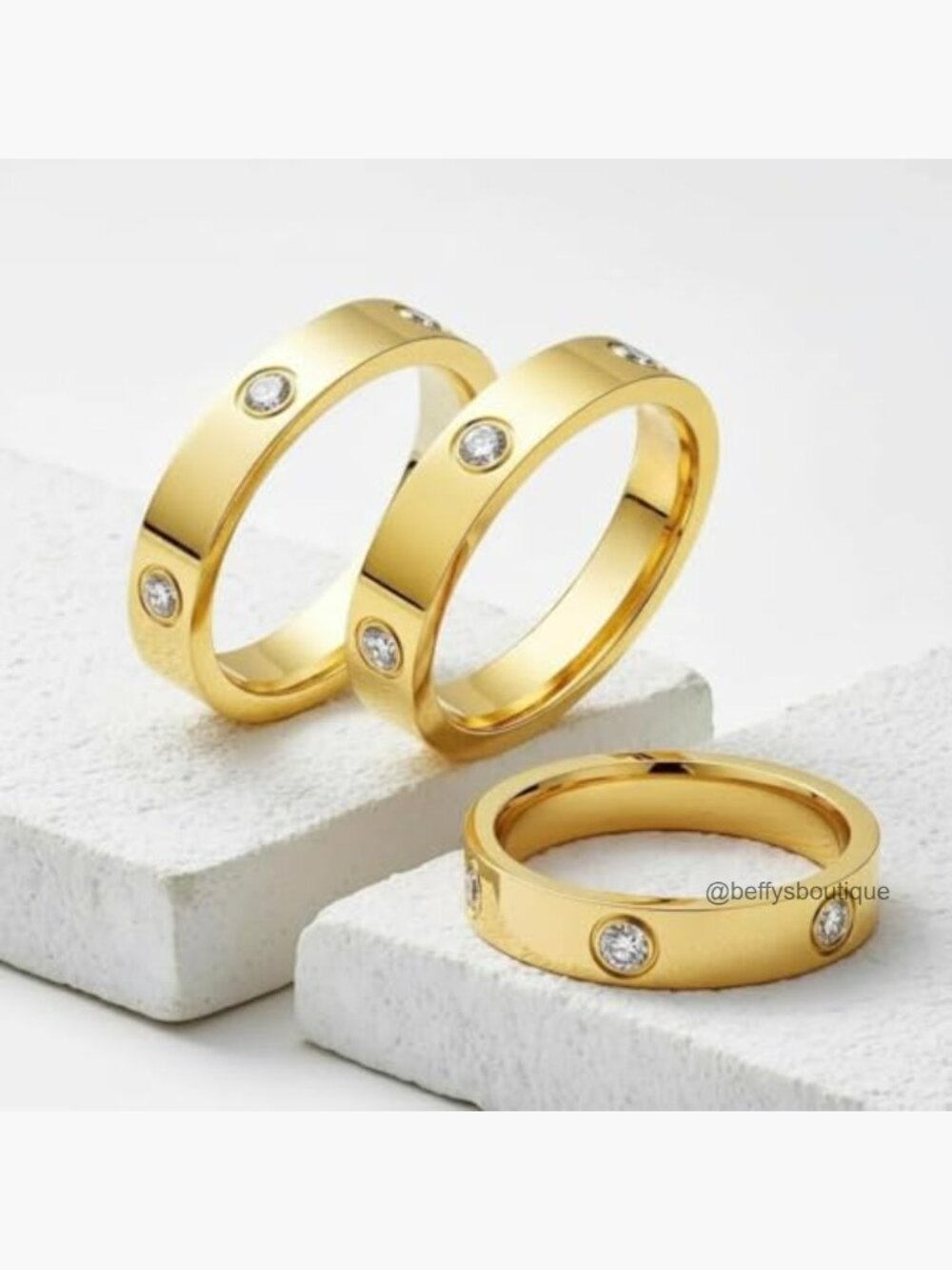 3 Pcs Stackable Band Rings Zirconia Wedding Set - Picture 2 of 6